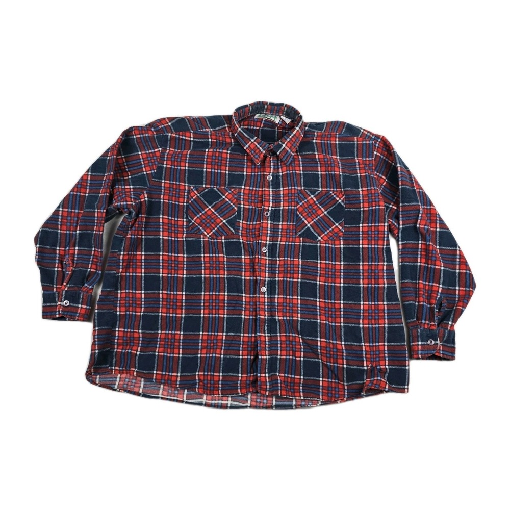 Timber Trail Vintage Men's‎ Size 1X Plaid Flannel Button Up Shirt